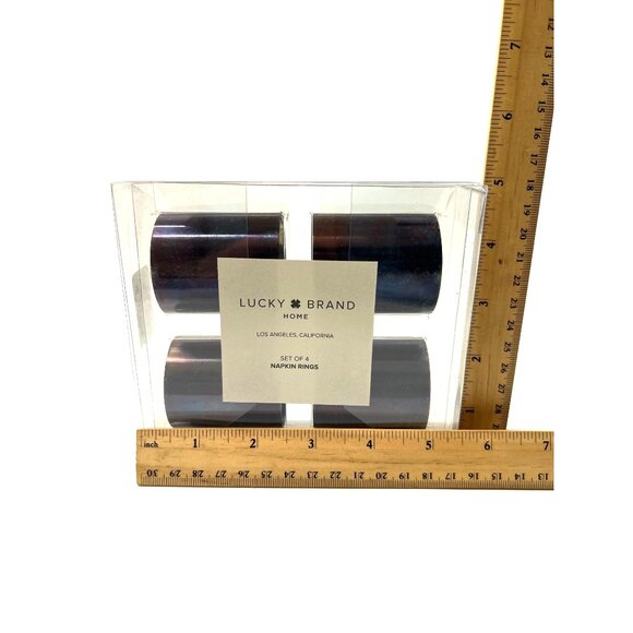 Lucky Brand Home Metal Napkin Rings Iridescent Minimal Contemporary Set of 4 - Picture 7 of 7